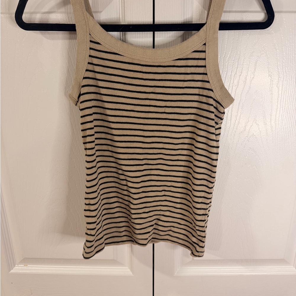 GAP Beige Tank Top with Black Stripes